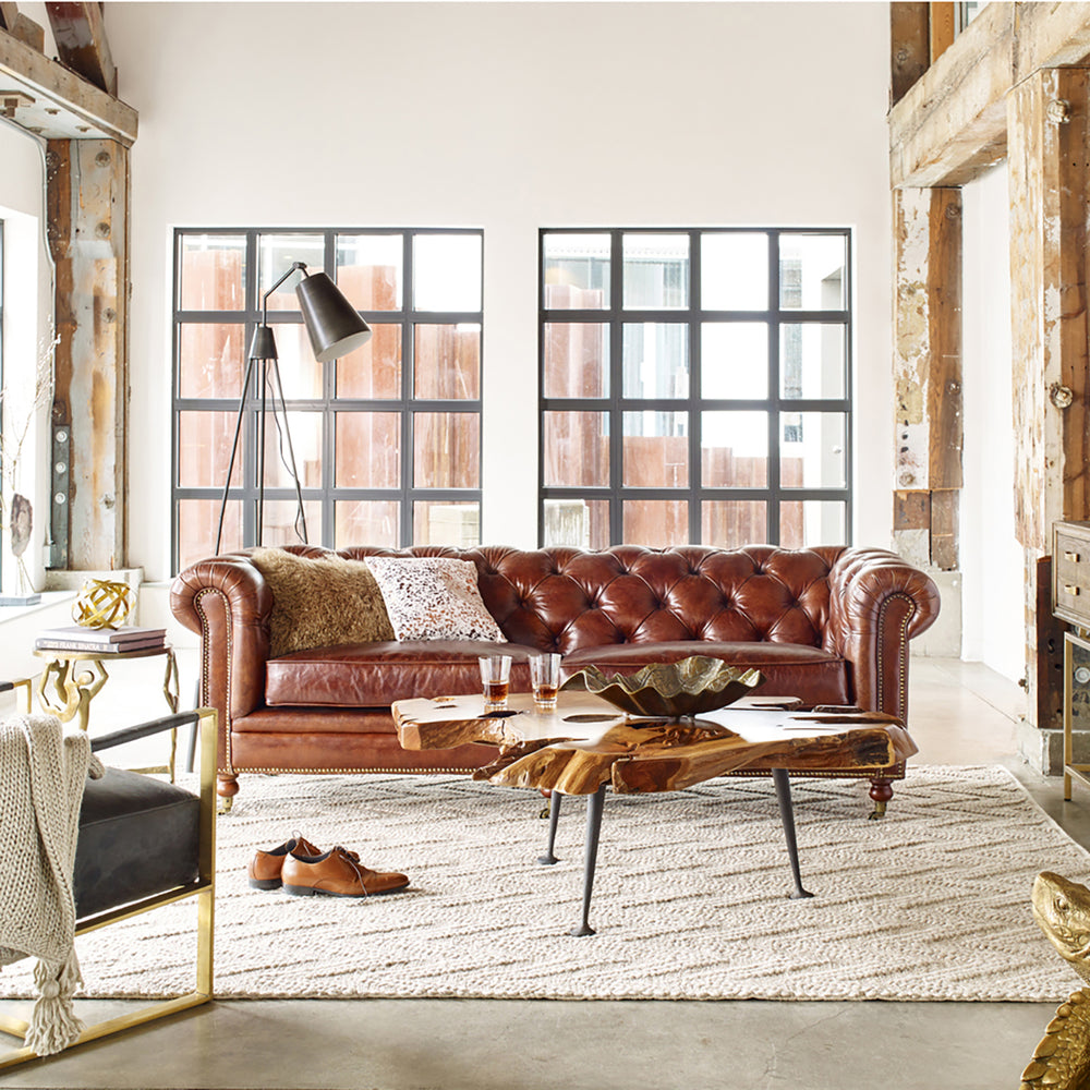 Dark Brown Leather Chesterfield Sofa