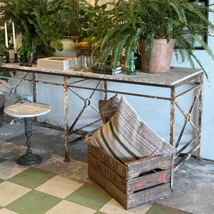 Vintage Iron Table with Stone Top