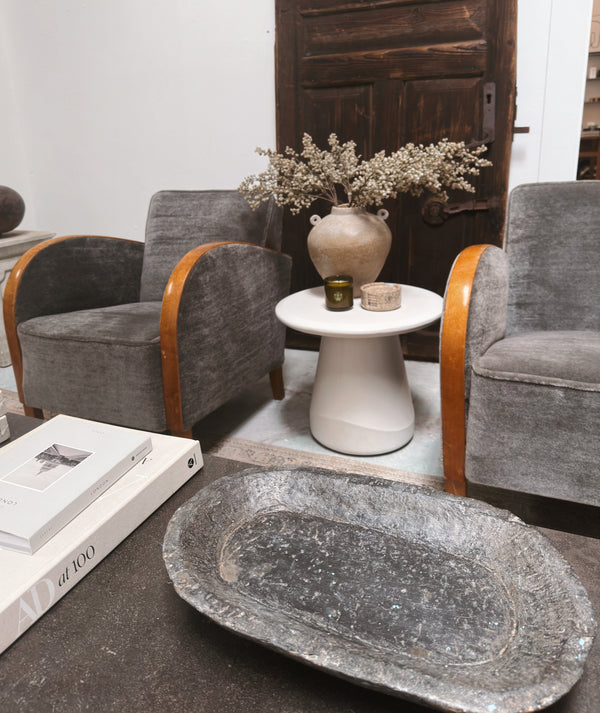 Indoor / Outdoor White Concrete Side Table