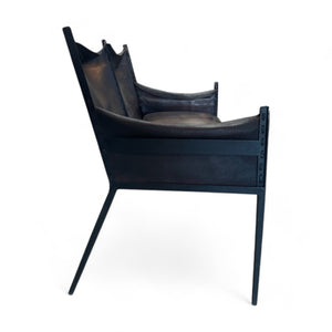 Vintage French Iron & Leather Settee