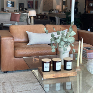 Vintage Cognac Leather Loveseat by Durlet