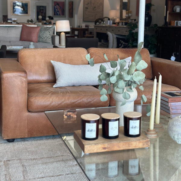 Vintage Cognac Leather Loveseat by Durlet