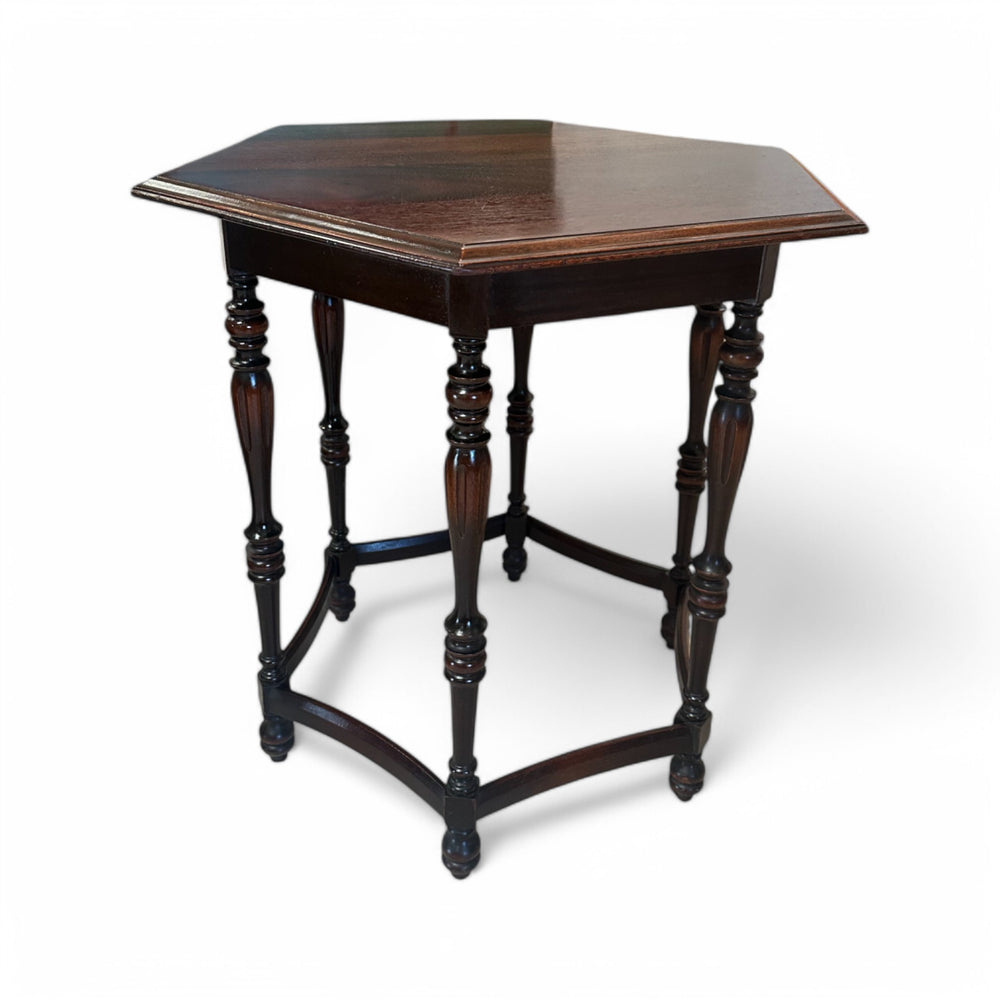Vintage Hexagonal Wood  Accent Table