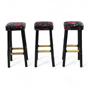 Set of 3 Vintage Velvet Stools