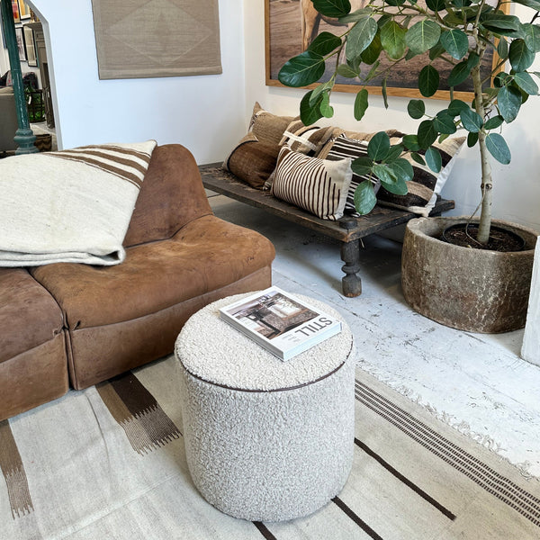 shearling ottoman in Atwater village vintage furniture store
