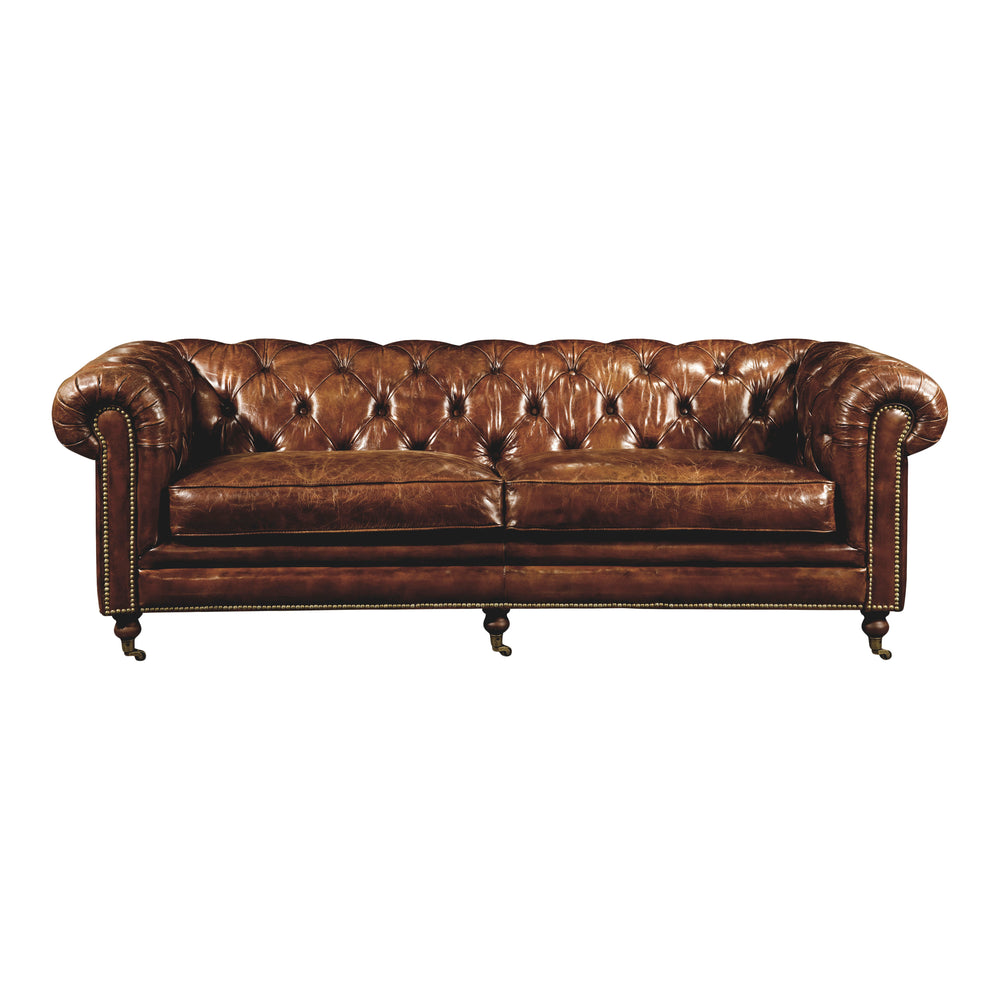 Dark Brown Leather Chesterfield Sofa