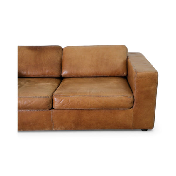 Vintage Cognac Leather Loveseat by Durlet
