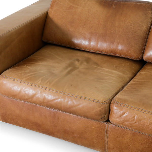 Vintage Cognac Leather Loveseat by Durlet