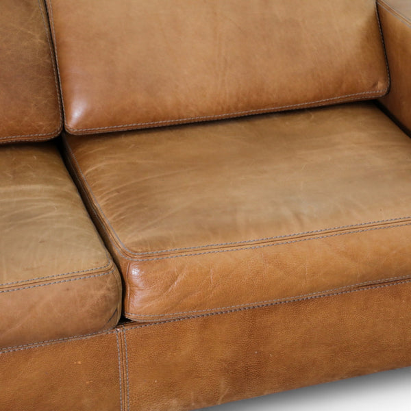 Vintage Cognac Leather Loveseat by Durlet