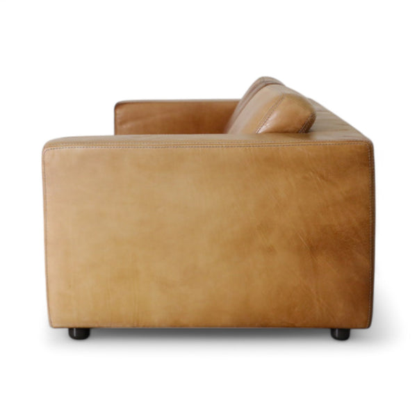 Vintage Cognac Leather Loveseat by Durlet