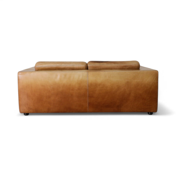 Vintage Cognac Leather Loveseat by Durlet
