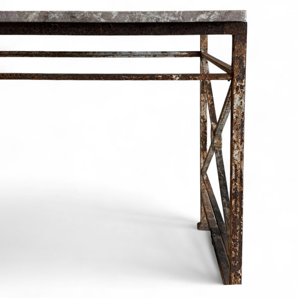 Vintage Iron Table with Stone Top