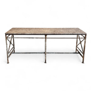 Vintage Iron Table with Stone Top