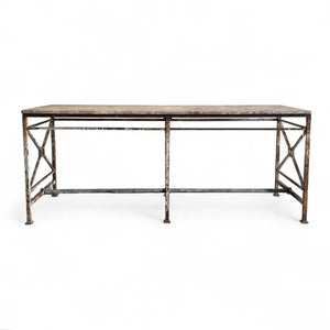 Vintage Iron Table with Stone Top