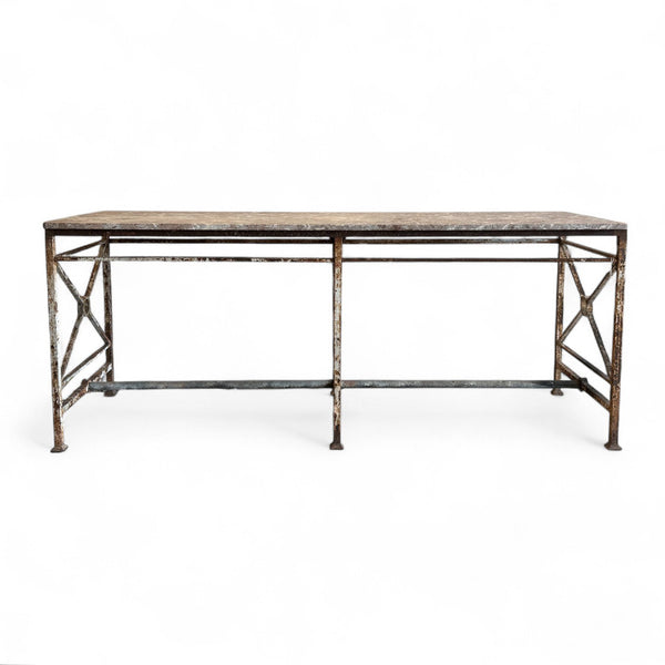 Vintage Iron Table with Stone Top