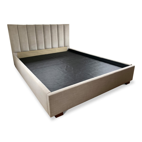 custom bed frame with upholstered high back in california king