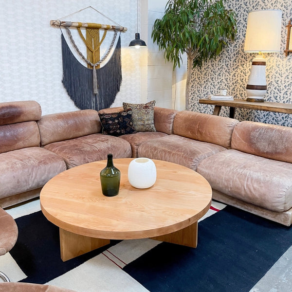 Light wood coffee table midcentury modern style coffee table with vintage home decor in los angeles