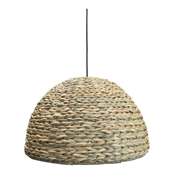 Braided seagrass basket pendant light