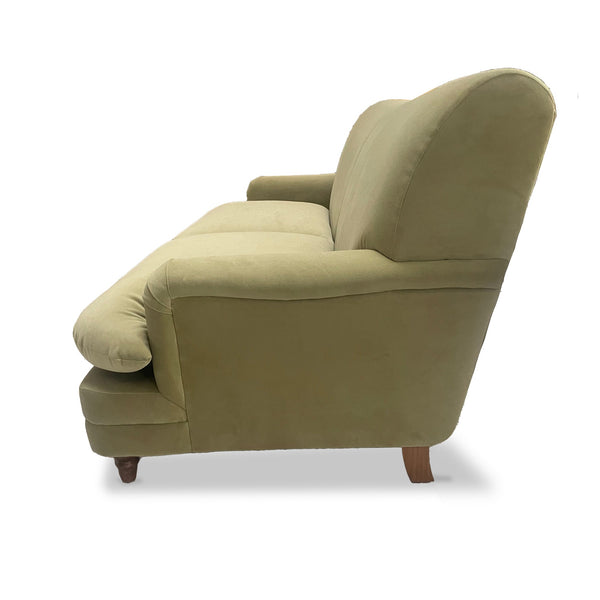 Custom velour sofa made in los angeles