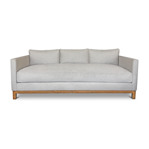 Custom made Tuxedo sofa with wood base made and bench cushion