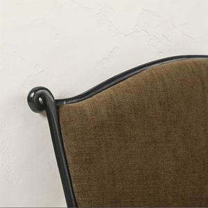 Olive Green Upholstered Wrought Iron Dining Chair