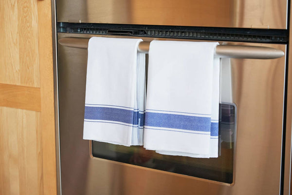 Classic Italian Kitchen Towel - Herringbone Blue