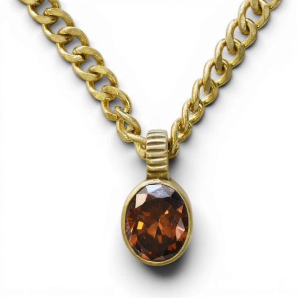 Smoky Quartz Pendant Necklace Chain