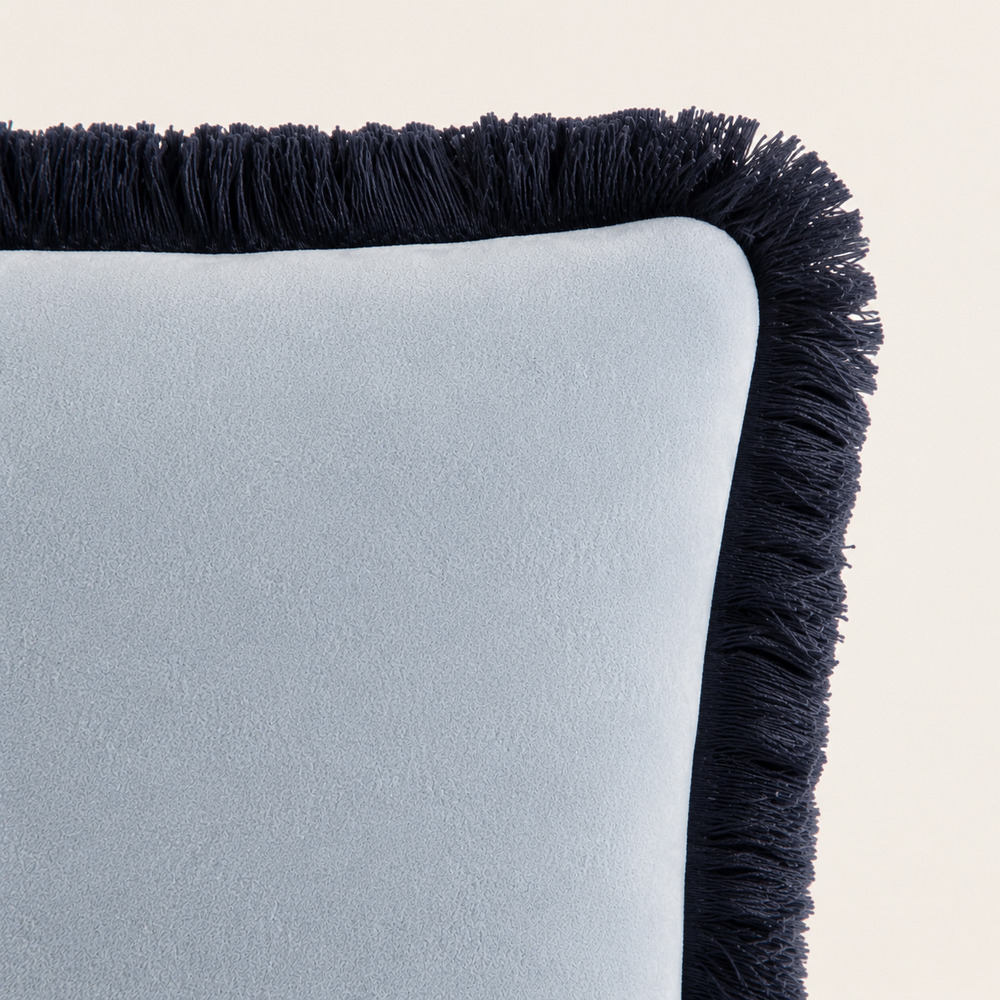Yasmin Square Cushion Light Blue Faux Mohair
