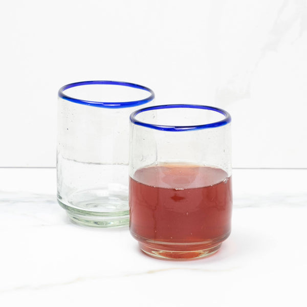 Medium Stacking Glass, Glassware Drinking, Blue Rim