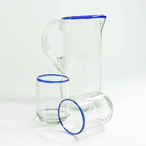 Medium Stacking Glass, Glassware Drinking, Blue Rim