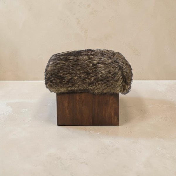 Sable Faux Fur Ottoman