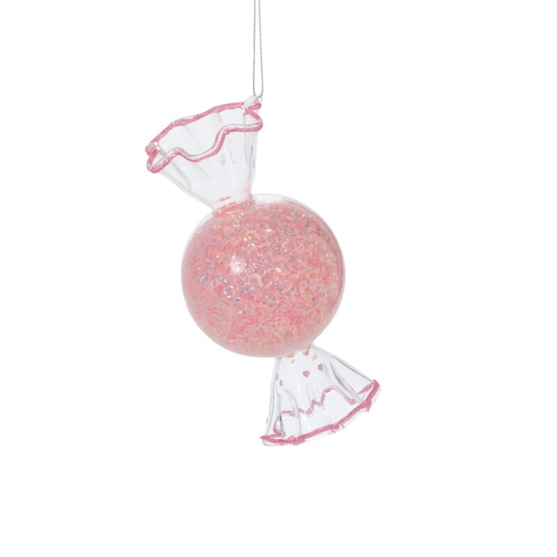 Pink Glass Candy ornament 2.75"x 5.5"