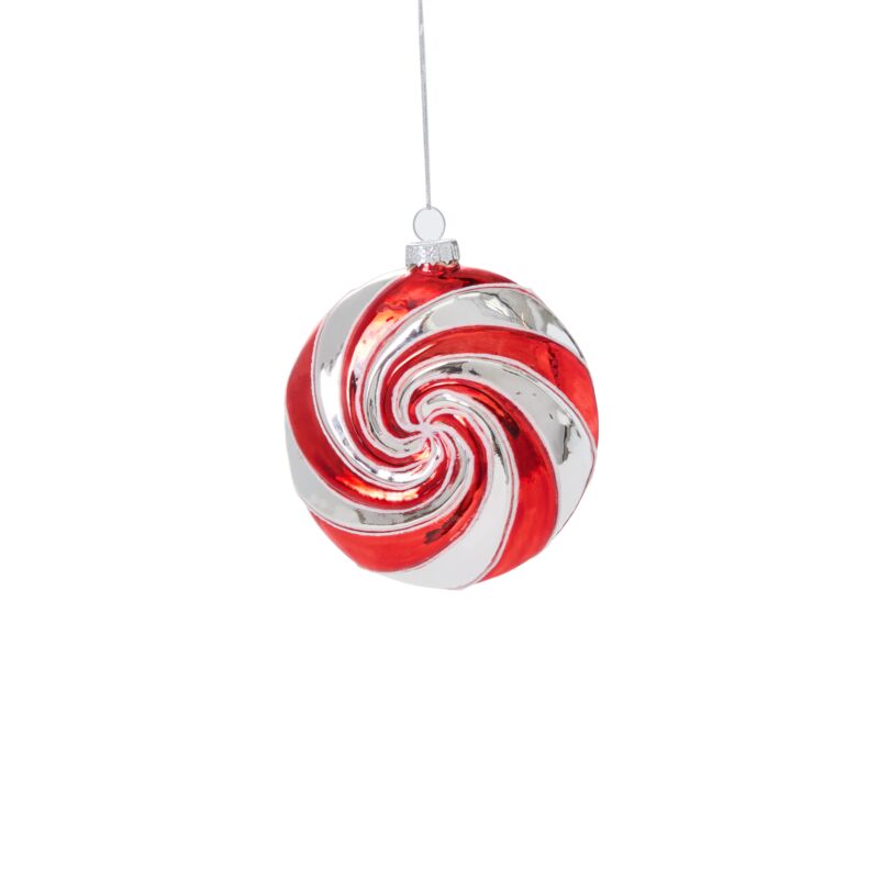 Circular Peppermint Swirl Ornament 4"