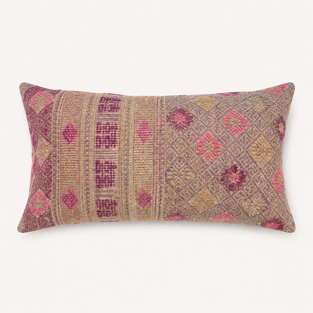 Vintage Fabric Pillow 20" x 12"