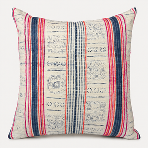 Vintage Fabric Pillow 21.5" x 21"