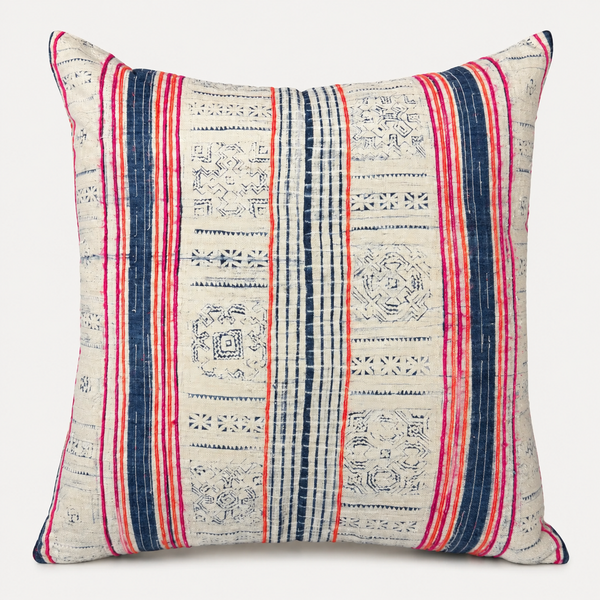 Vintage Fabric Pillow 21.5" x 21"