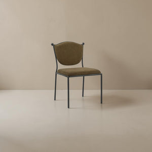 Olive Green Upholstered Wrought Iron Dining Chair