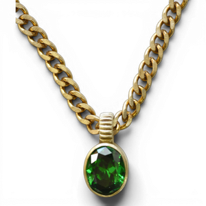 Green Zircon Pendant Necklace Chain