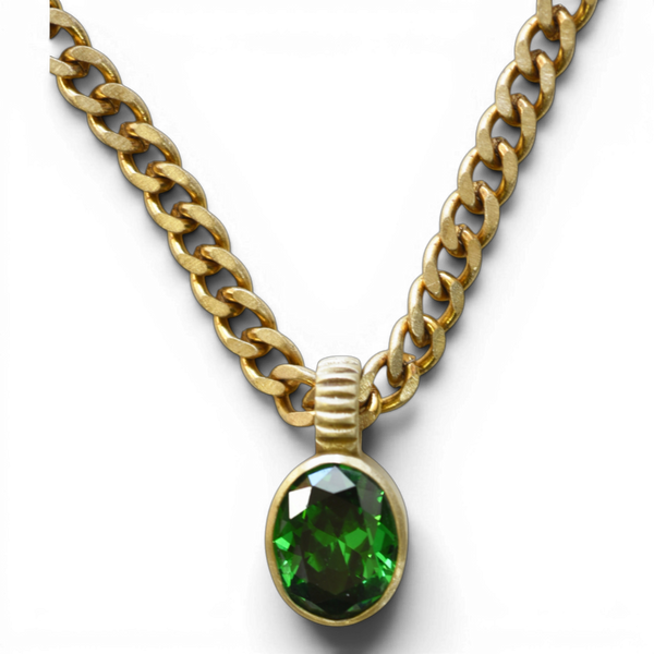 Green Zircon Pendant Necklace Chain
