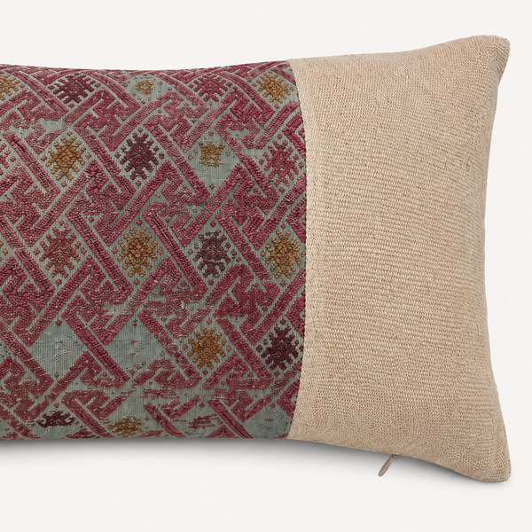 Vintage Fabric Pillow 24" x 10"