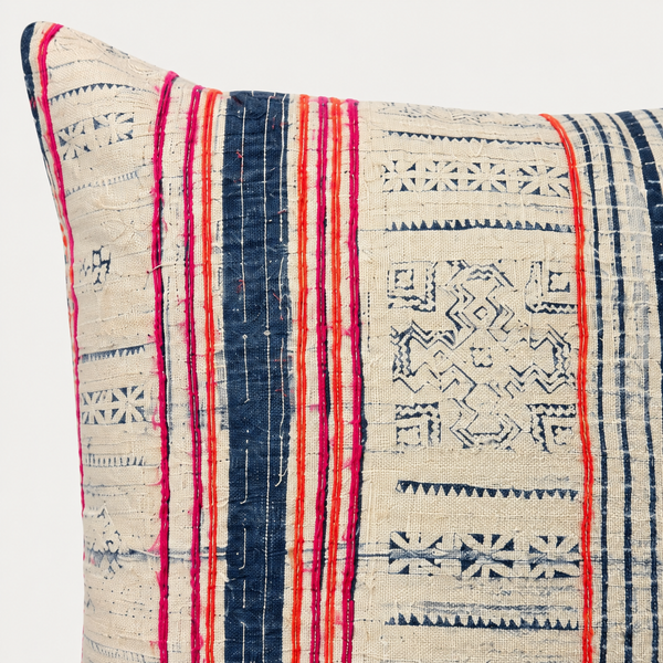 Vintage Fabric Pillow 21.5" x 21"