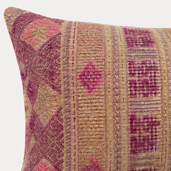 Vintage Fabric Pillow 20" x 12"