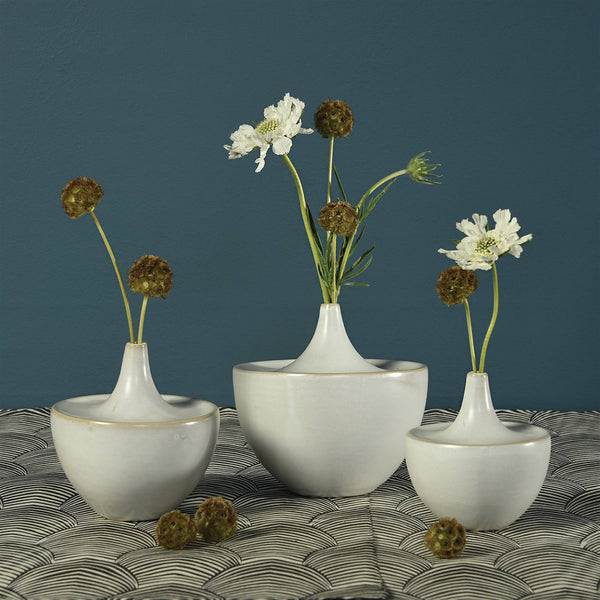 Lief Ceramic Vase - Sm - White.  opening .5"
