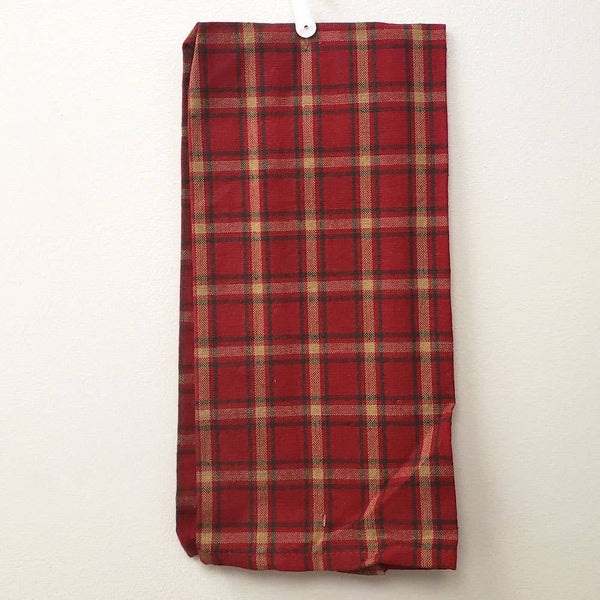Tea Towel - Red Kitchen Towel w/ Green and Tan Lines