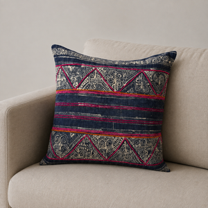 Vintage Fabric Pillow 19.5" x 19"