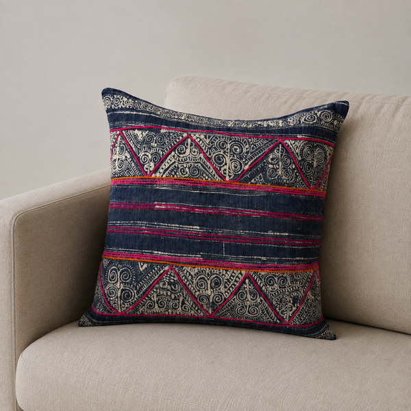 Vintage Fabric Pillow 19.5" x 19"