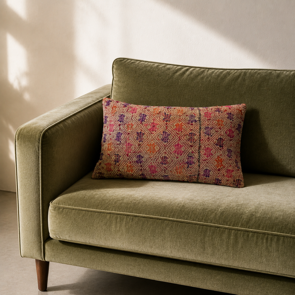 Vintage Fabric Pillow 17.5" x 10.5"