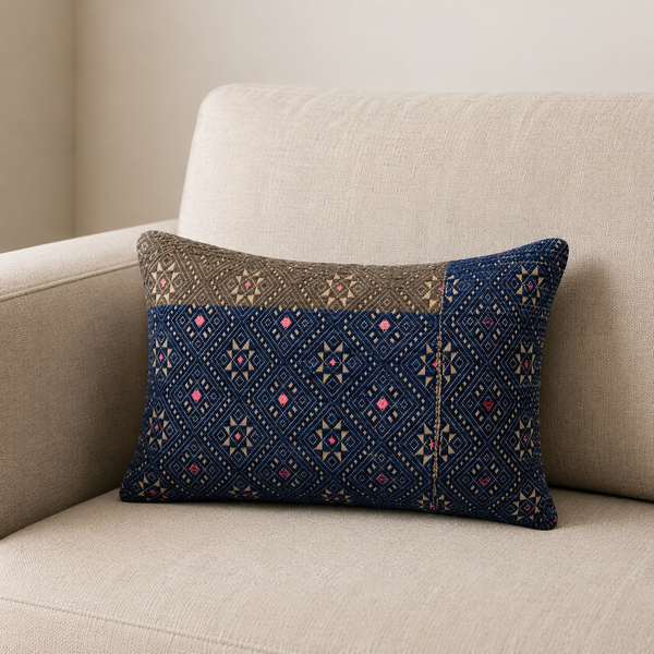 Vintage Fabric Pillow 16.5" x 12"