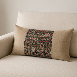 Vintage Fabric Pillow 25" x 16"