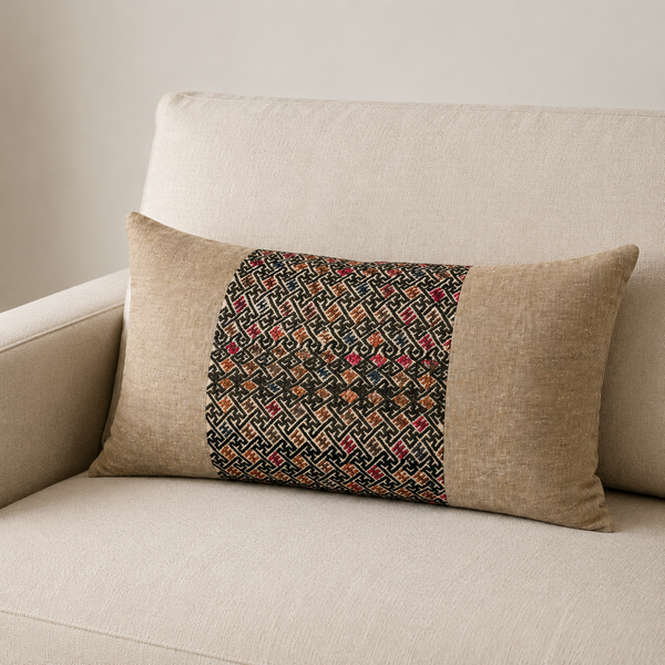 Vintage Fabric Pillow 25" x 16"